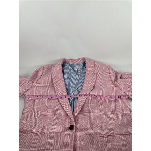 J. Crew One Button Pink Plaid Blazer Size 16 - Picture 6 of 8